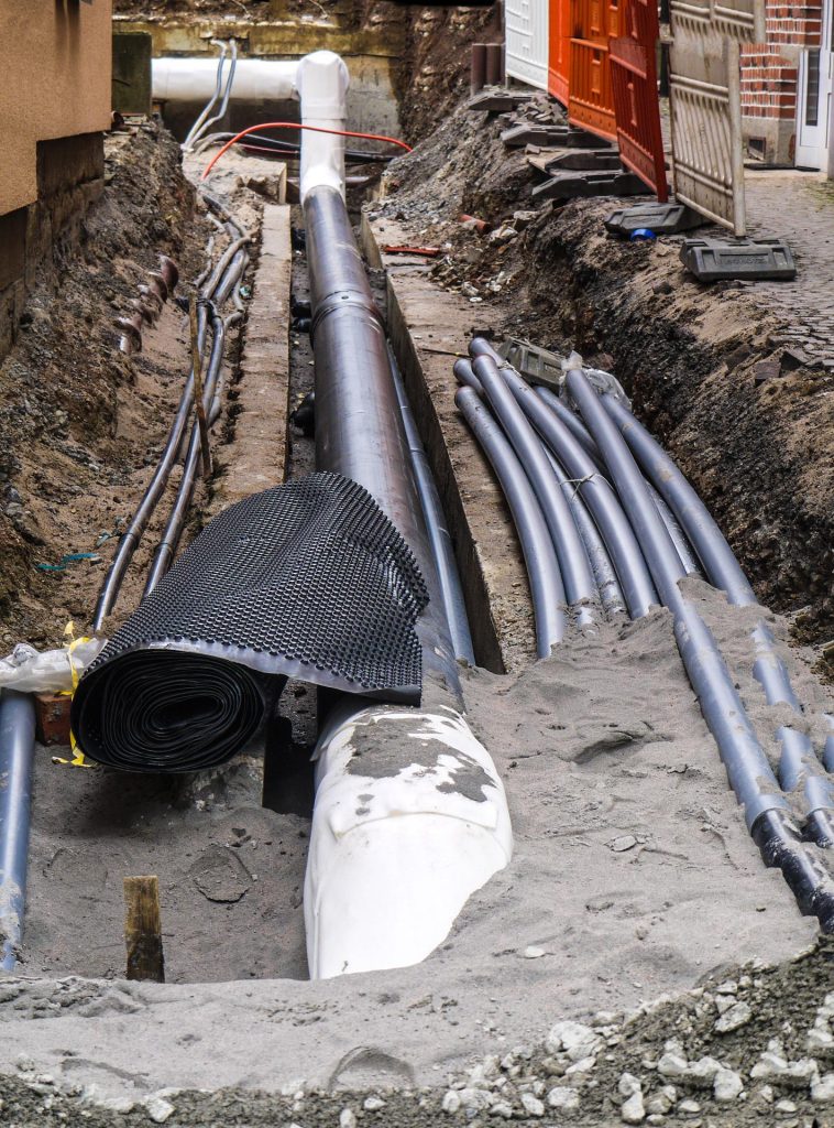 a pit where there are cables and pipes