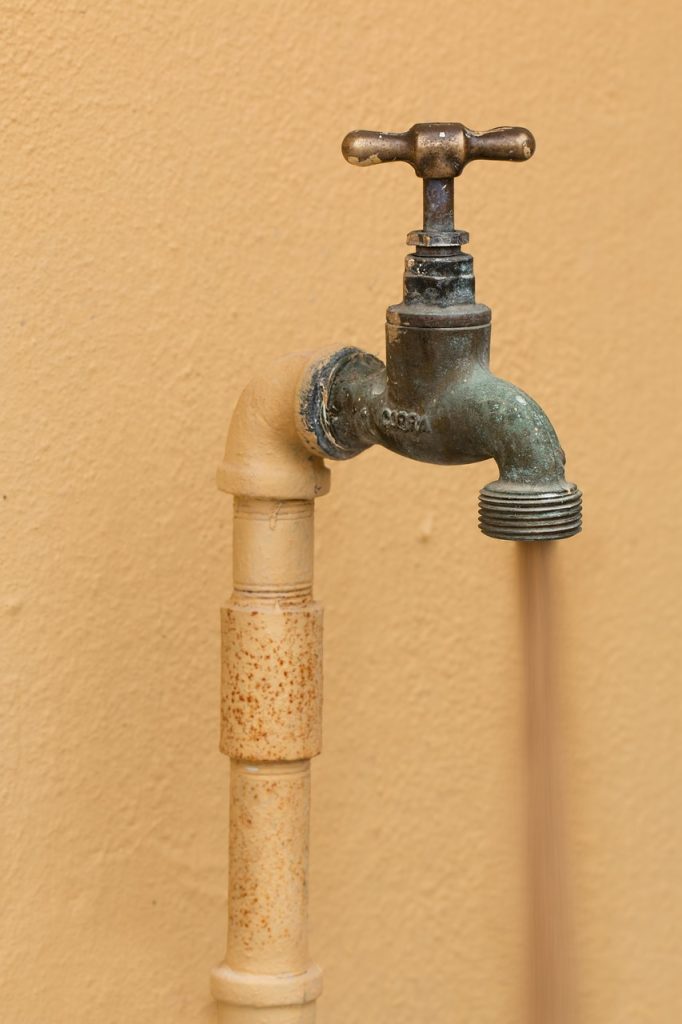 Water faucet giving sand.